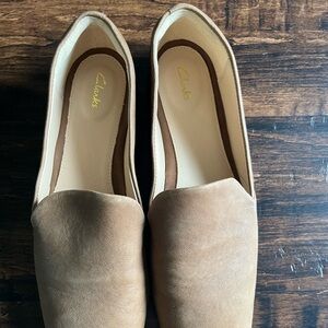 Clark’s leather camel slip-on; women’s